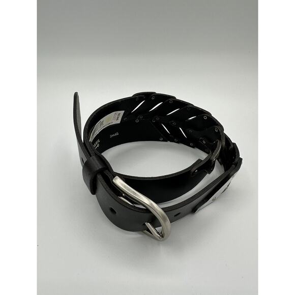 Fossil Womens Black Curve Link Leather Belt With Silver Look Hardware Size Small - Picture 11 of 12